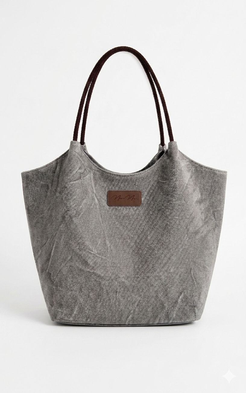 Summer 2026 Canvas Tote Bag with Leather Handles