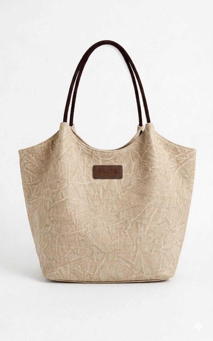 Summer 2026 Canvas Tote Bag with Leather Handles