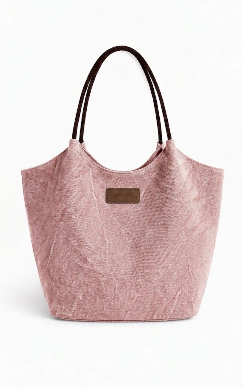 Summer 2026 Canvas Tote Bag with Leather Handles