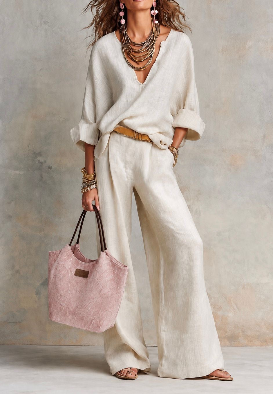 Summer 2026 Canvas Tote Bag with Leather Handles