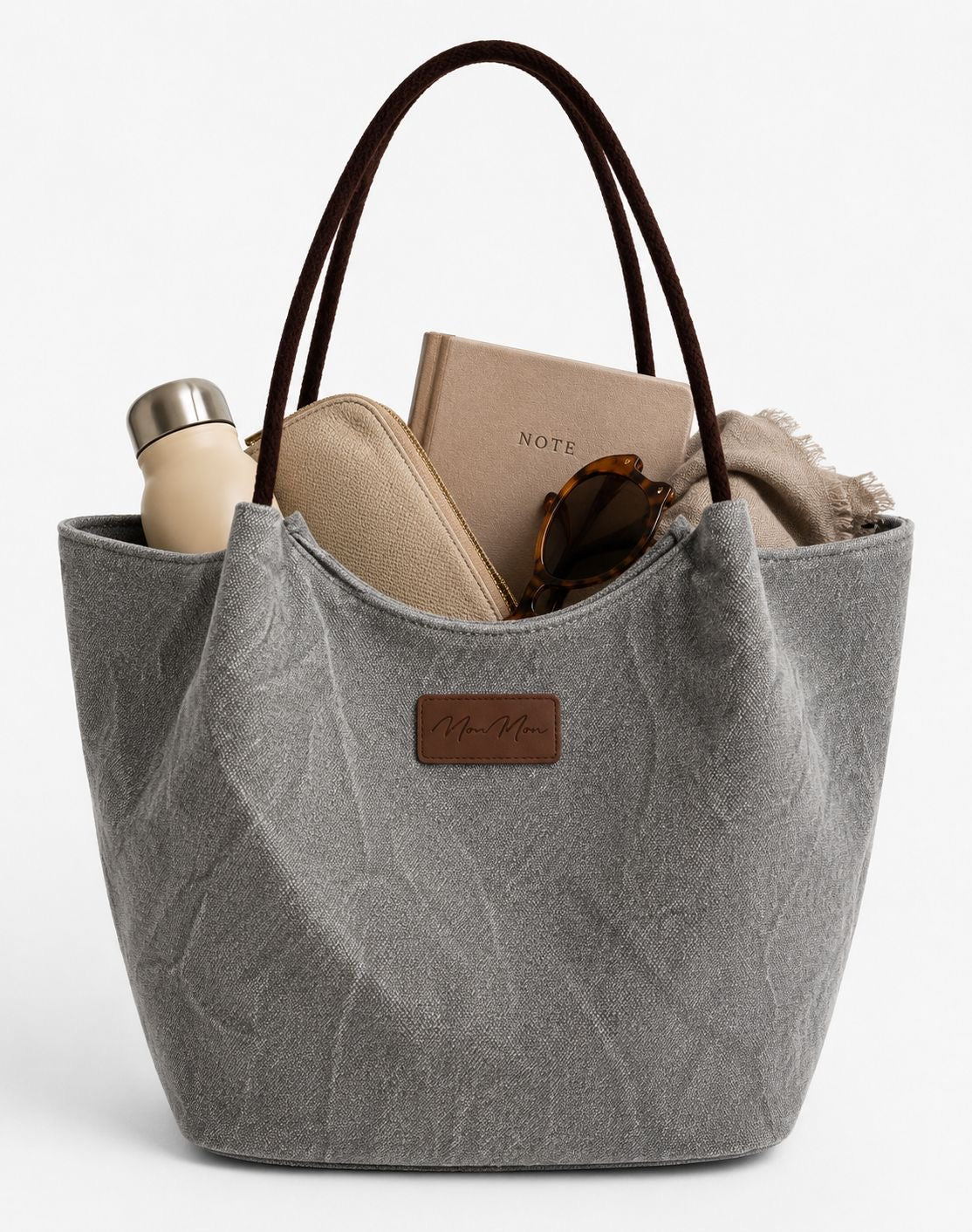 Summer 2026 Canvas Tote Bag with Leather Handles