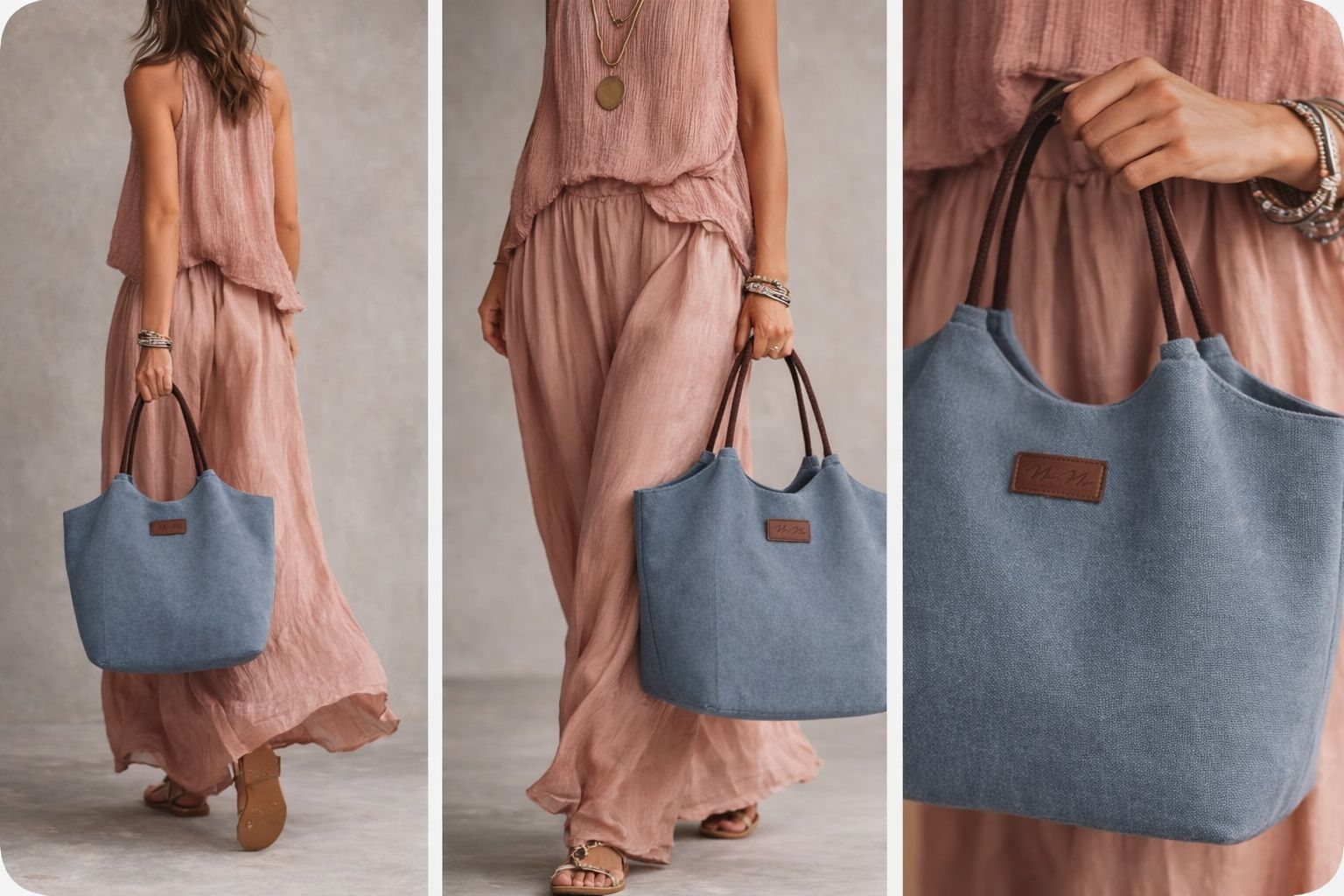 Chic Canvas Tote Bag with Leather Handles
