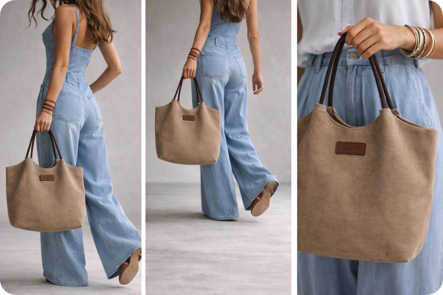 Chic Canvas Tote Bag with Leather Handles