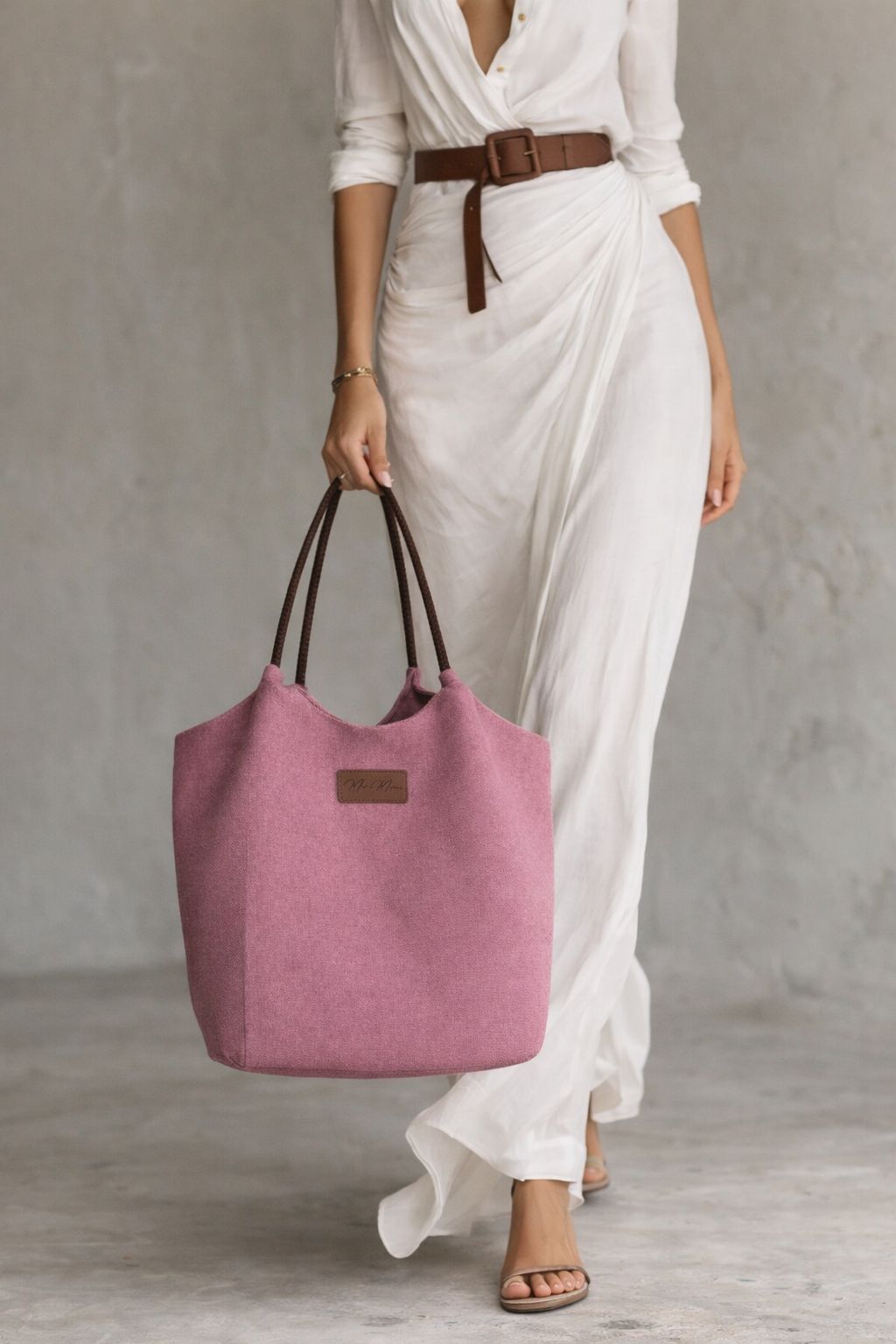 Chic Canvas Tote Bag with Leather Handles