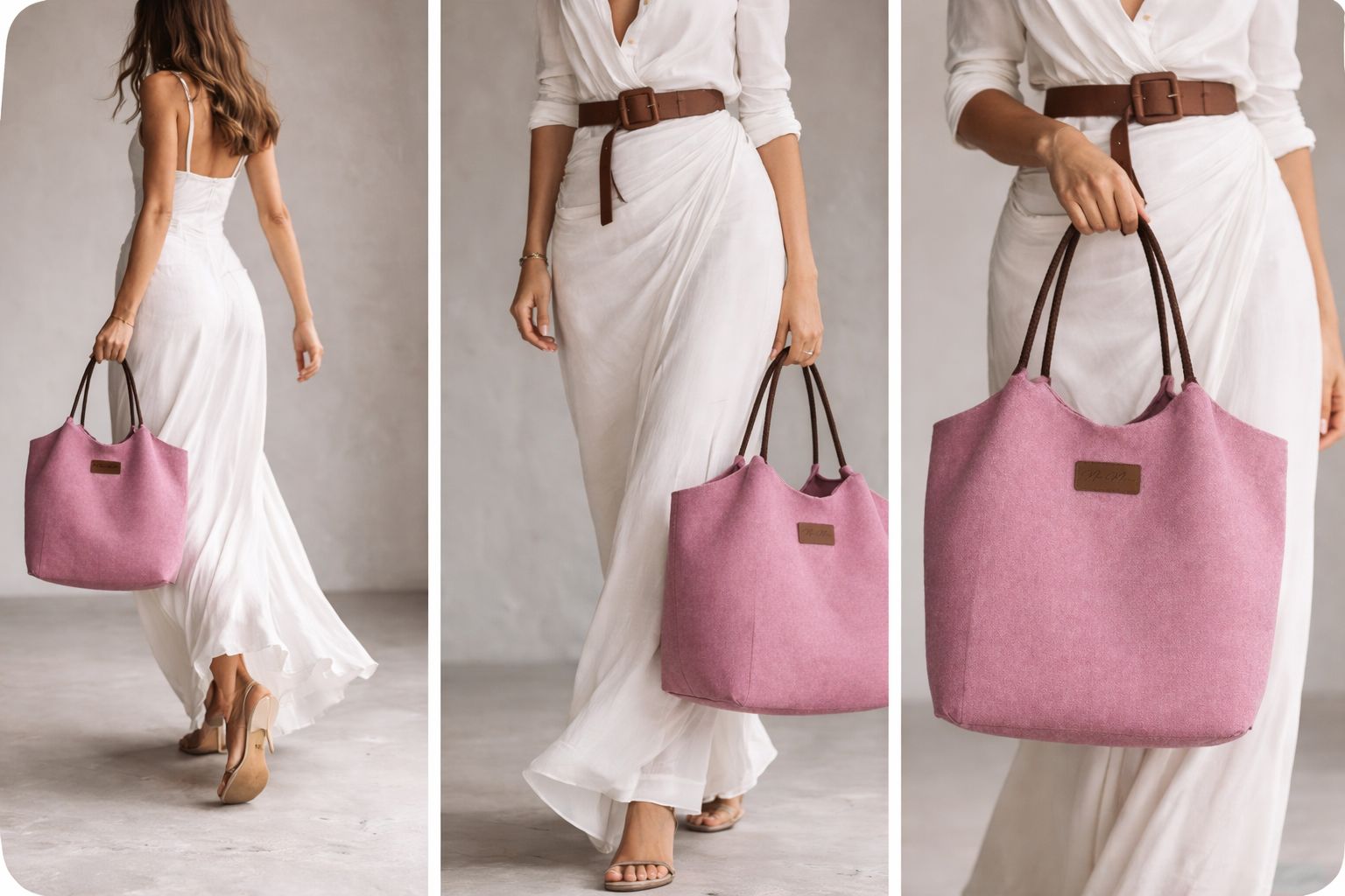 Chic Canvas Tote Bag with Leather Handles
